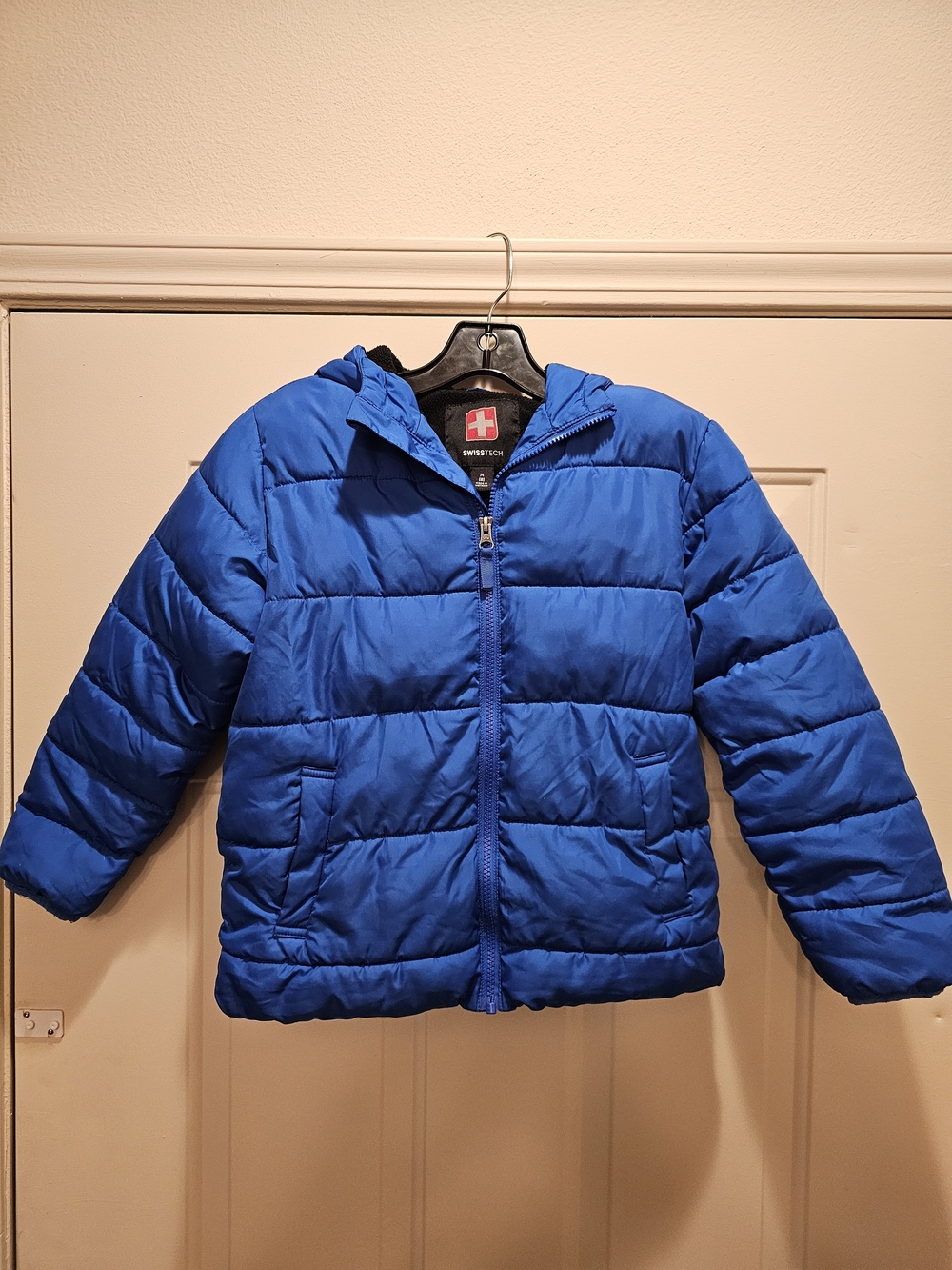 Swiss Tech Kids Size M (8) Blue Puffer Jacket with Hood